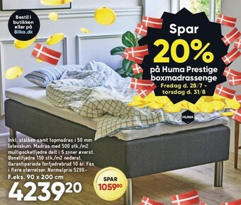 Bilka Spar 20% på huma prestige boxmadrassenge tilbud