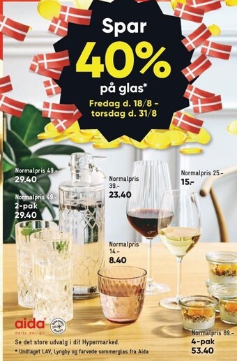 Spar 40% på glas