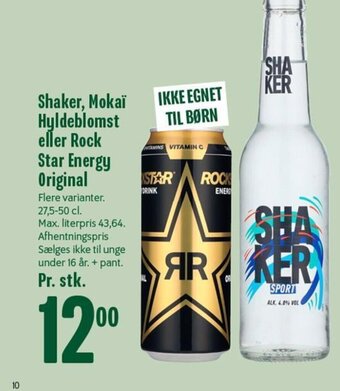 Min Købmand Shaker, Mokaï Hyldeblomst eller Rock Star Energy Original tilbud