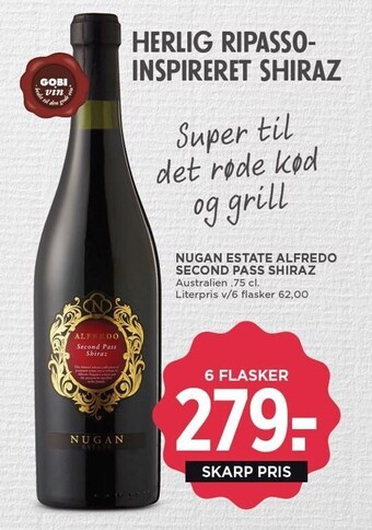 MENY Nugan estate alfredo second pass shiraz tilbud