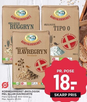 MENY Kornkammeret økologisk mel eller havregryn tilbud