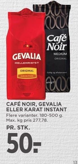 MENY Café noir, gevalia eller karat instant tilbud