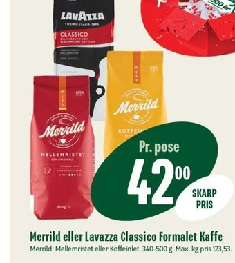Min Købmand Merrild eller Lavazza Classico Formalet Kaffe tilbud