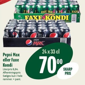 Min Købmand Pepsi Max eller Faxe Kondi tilbud
