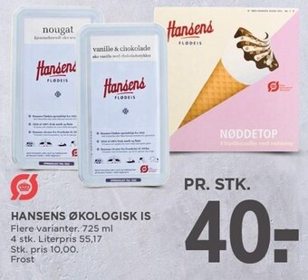 MENY Hansens økologisk is tilbud