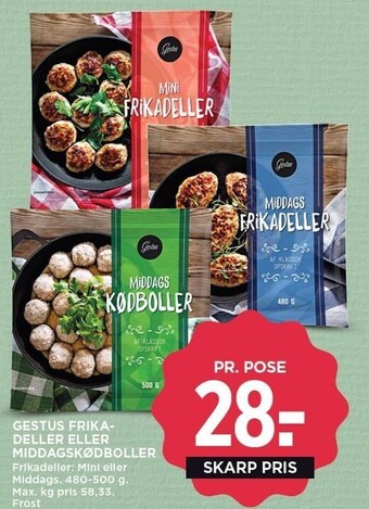 MENY Gestus frikadeller eller middagskødboller tilbud