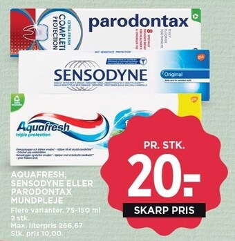 MENY Aquafresh, sensodyne eller parodontax mundpleje tilbud