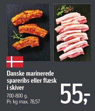 Føtex Danske marinerede spareribs eller flæsk i skiver tilbud