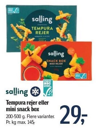 Føtex Tempura rejer eller mini snack box tilbud