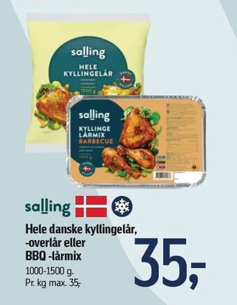 Føtex Hele danske kyllingelår, -overlår eller bbq -lårmix tilbud
