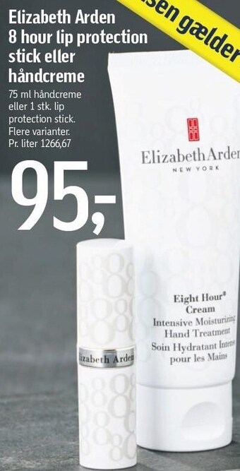 Føtex Elizabeth arden 8 hour lip protection stick eller håndcreme tilbud