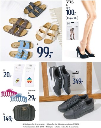 Føtex Bioslippers, open toe eller silklook strømpebukser, tennisstrømper, hårpynt, taske eller sko tilbud