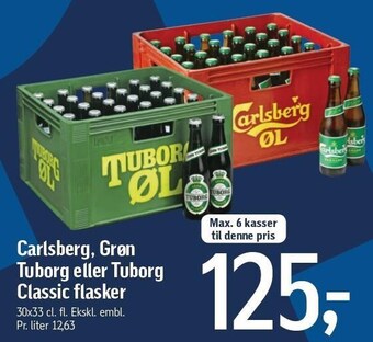 Føtex Carlsberg, grøn tuborg eller tuborg classic flasker tilbud