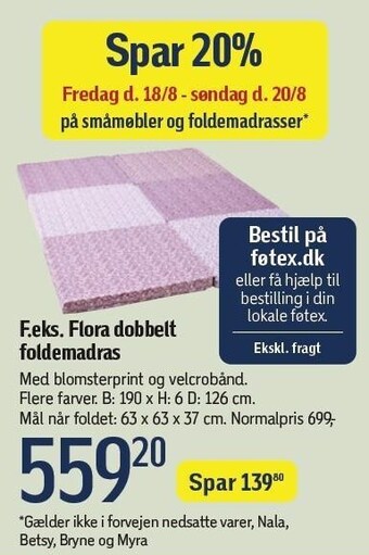 Føtex Flora dobbelt foldemadras tilbud