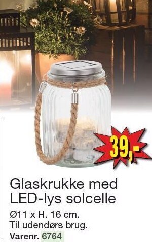 Harald Nyborg Glaskrukke med led-lys solcelle tilbud