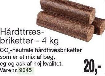 Harald Nyborg Hårdttræsbriketter - 4 kg tilbud
