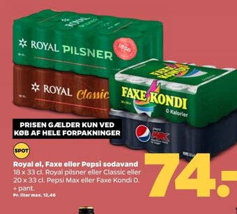 Netto Royal øl, Faxe eller Pepsi sodavand tilbud