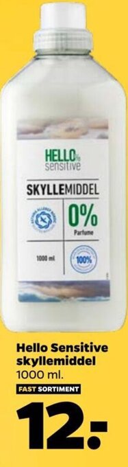 Netto Hello Sensitive skyllemiddel 1000 ml. tilbud