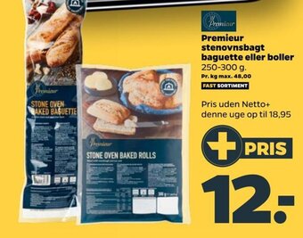 Netto Premieur stenovnsbagt baguette eller boller tilbud