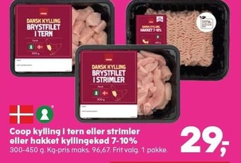 SuperBrugsen Coop kylling i tern eller strimler eller hakket kyllingekød 7-10% tilbud