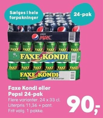 SuperBrugsen Faxe kondi eller pepsi 24-pak tilbud