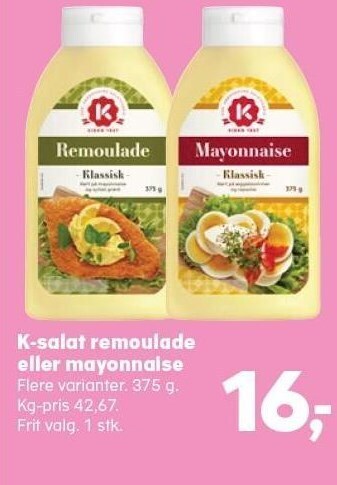 SuperBrugsen K-salat remoulade eller mayonnaise 375 g tilbud