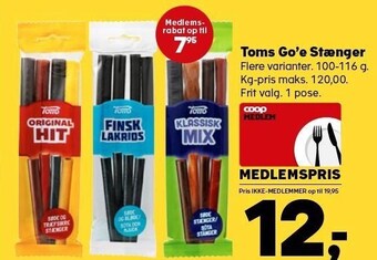 SuperBrugsen Toms go'e stænger tilbud