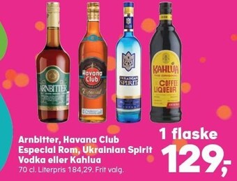 Arnbitter, havana club especial rom, ukrainian spirit vodka eller kahlua