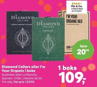 Kvickly Diamond cellars eller i'm your organic i boks tilbud