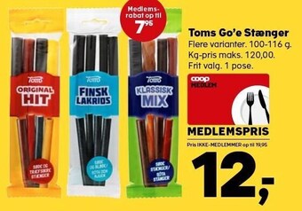 Kvickly Toms go'e stænger tilbud