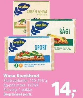 Kvickly Wasa knækbrød tilbud