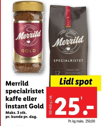 Lidl Merrild specialristet kaffe eller instant Gold tilbud