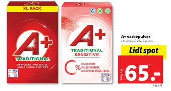 Lidl A+ vaskepulver tilbud