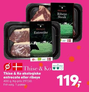 Kvickly Thise & ko økologiske entrecote eller ribeye tilbud