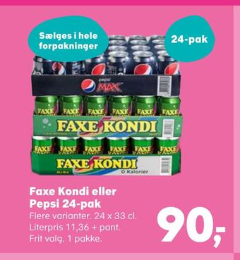 SuperBrugsen Faxe kondi eller pepsi 24-pak tilbud