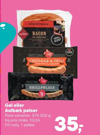 SuperBrugsen Gøl eller aalbæk pølser tilbud