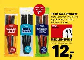 SuperBrugsen Toms go'e stænger tilbud