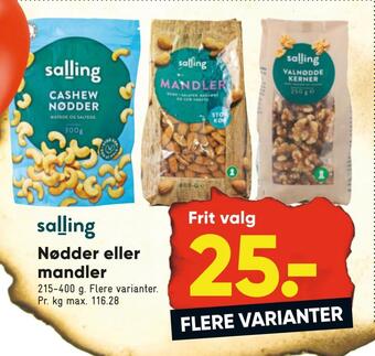 Bilka Nødder eller mandler tilbud