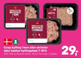 SuperBrugsen Coop kylling i tern eller strimler eller hakket kyllingekød 7-10% tilbud
