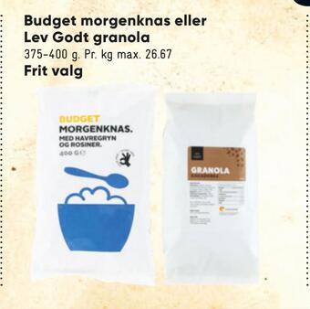 Budget morgenknas eller lev godt granola