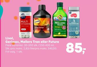 SuperBrugsen Livol, gerimax, møllers tran eller futura tilbud