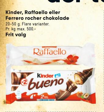 Bilka Kinder, raffaello eller ferrero rocher chokolade tilbud