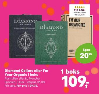 SuperBrugsen Diamond cellars eller i'm your organic i boks tilbud