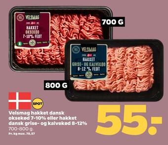 Netto Velsmag hakket dansk oksekød 7-10% eller hakket dansk grise- og kalvekød 8-12% tilbud