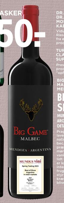 MENY Big game malbec mendoza 2021 tilbud