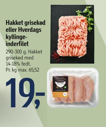 Føtex Hakket grisekød eller hverdags kyllinge inderfilet tilbud
