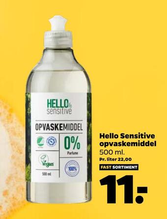 Netto Hello sensitive opvaskemiddel tilbud