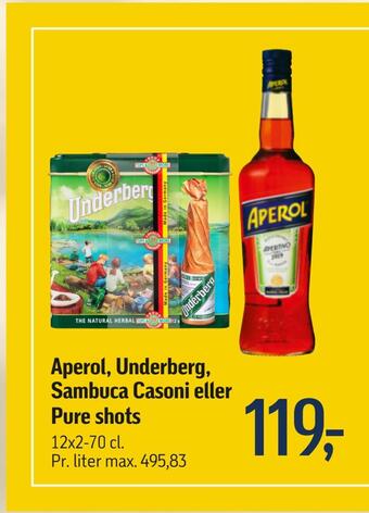 Føtex Aperol, underberg, sambuca casoni eller pure shots tilbud