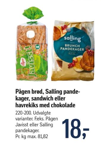 Føtex Pågen brød, salling pandekager, sandwich eller havrekiks med chokolade tilbud
