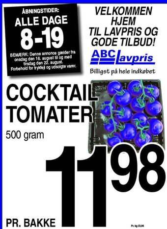 ABC Lavpris COCKTAIL TOMATER tilbud